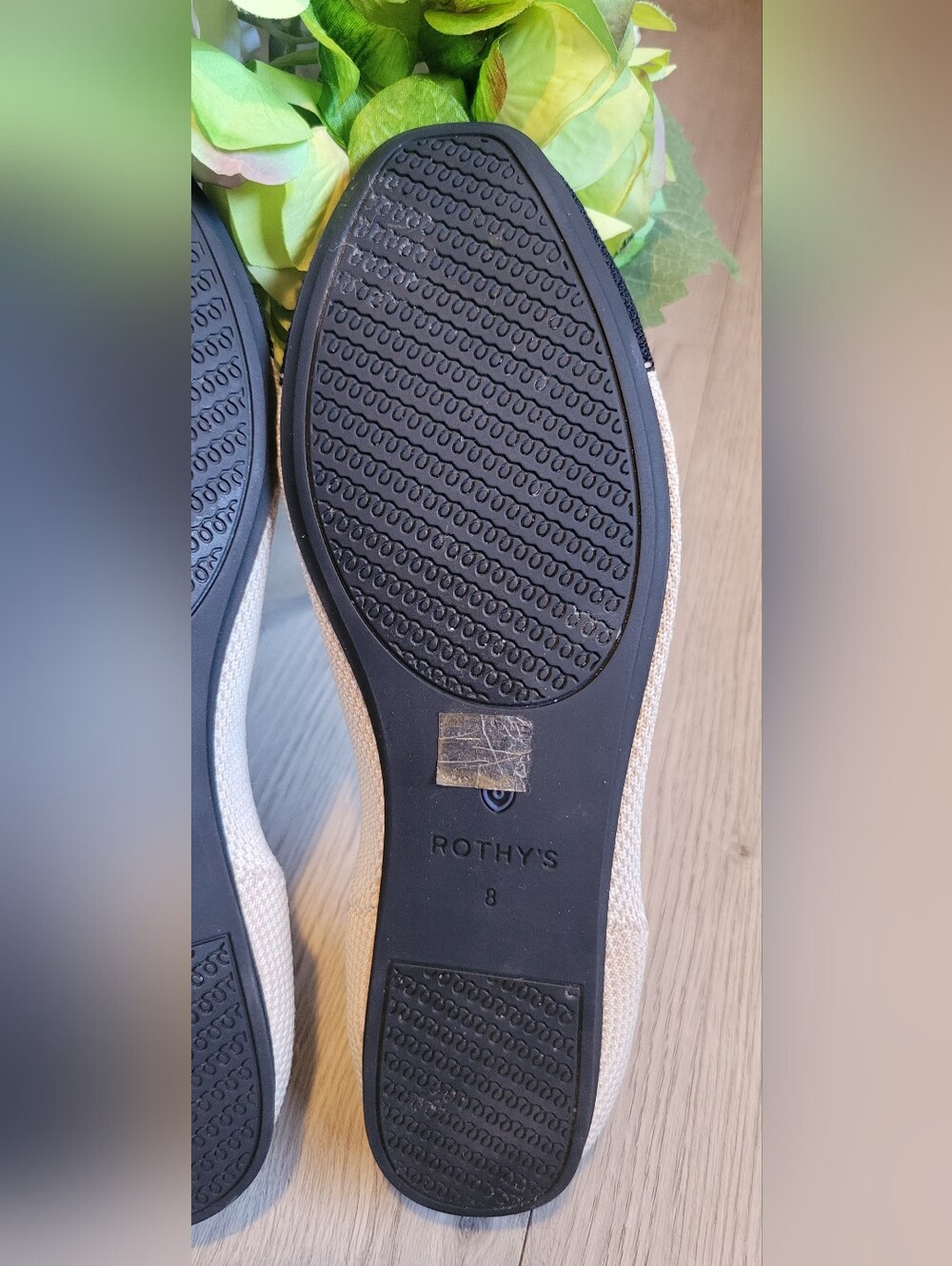 Rothy's The Square Tuxedo Beige & Black Cap Toe Flats, Women's US 8, EU 38.5 - Picture 15 of 16